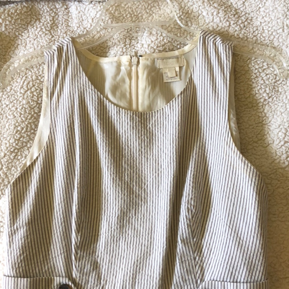 J Crew Gray Seersucker Sheath Dress